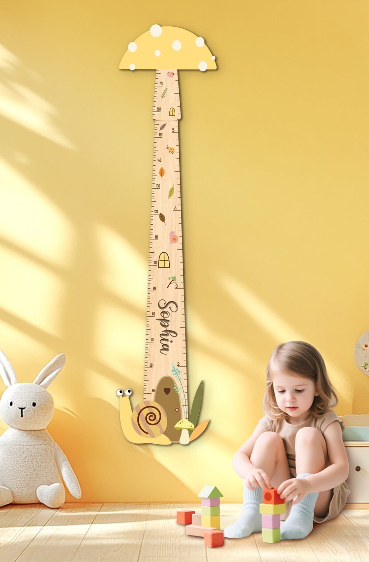 Personalized Wooden Mushroom Growth Chart for Kids - Image 5