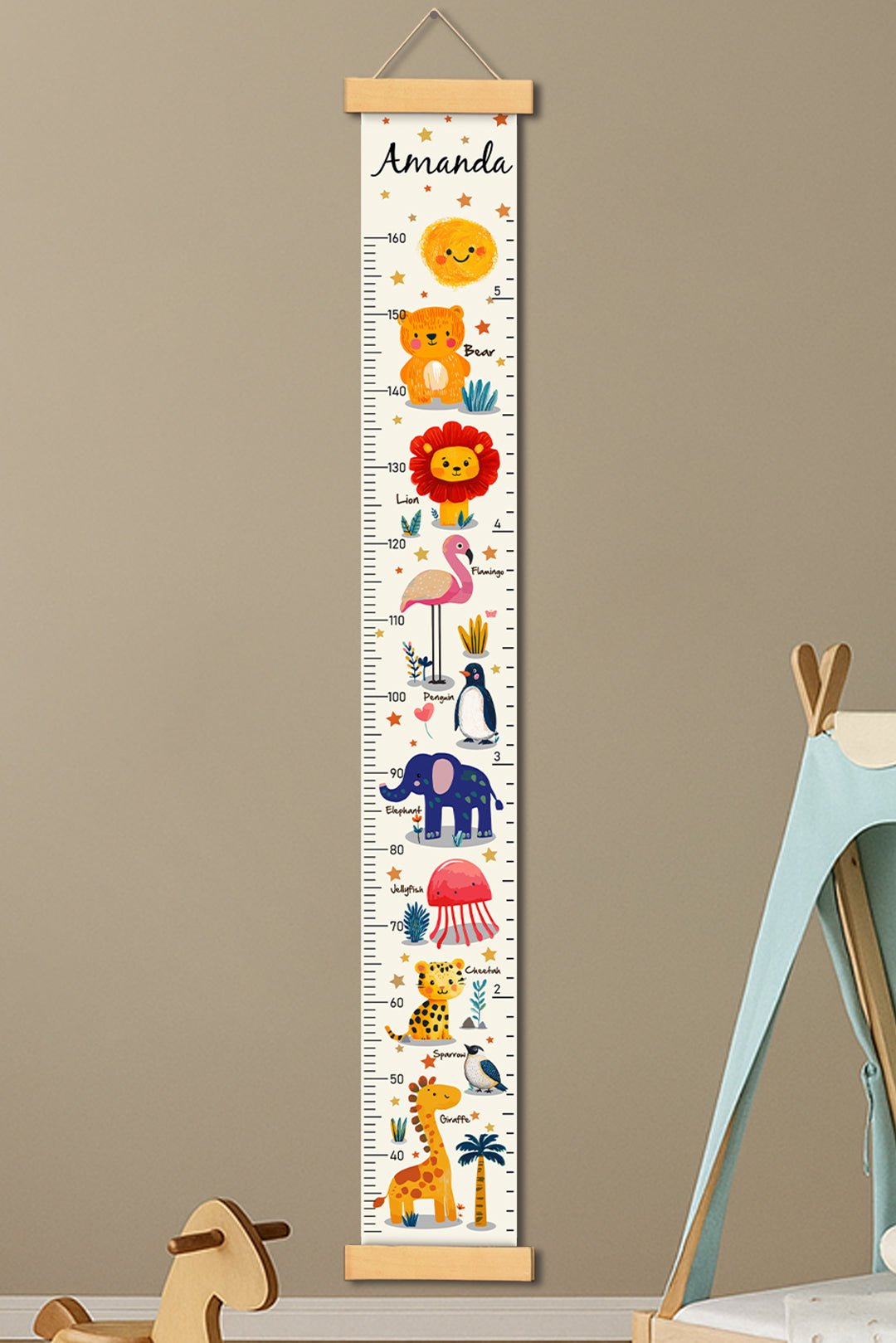 12_671a1b68-a9c0-4fee-ab5d-6ef3ec53178d Unique Children's Gift - Cute Animal Canvas Growth Chart #54858 - Image 1