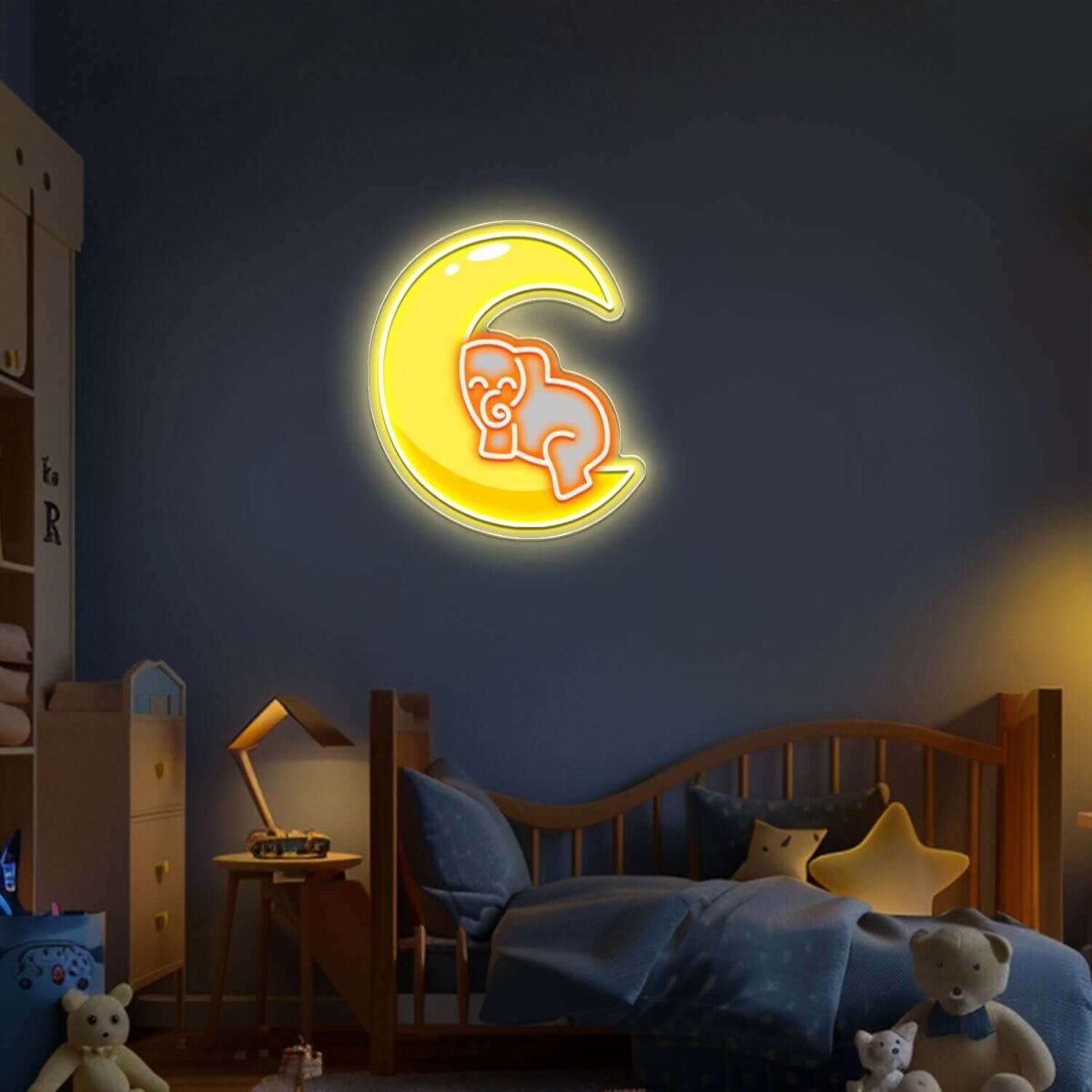 1_101de9d3-bf70-4cd9-a761-14e520f2bc21 Elephant Moon Neon Sign #55271 - Image 1