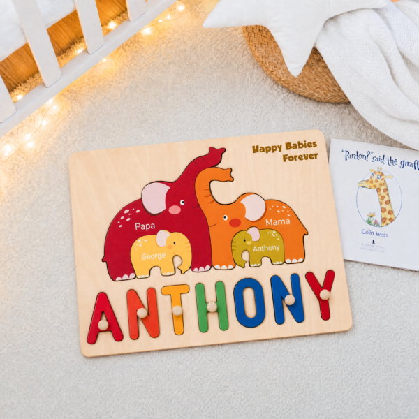 🐘 Personalized Elephant Family Name Puzzle – Custom Wooden Name Puzz... #55476