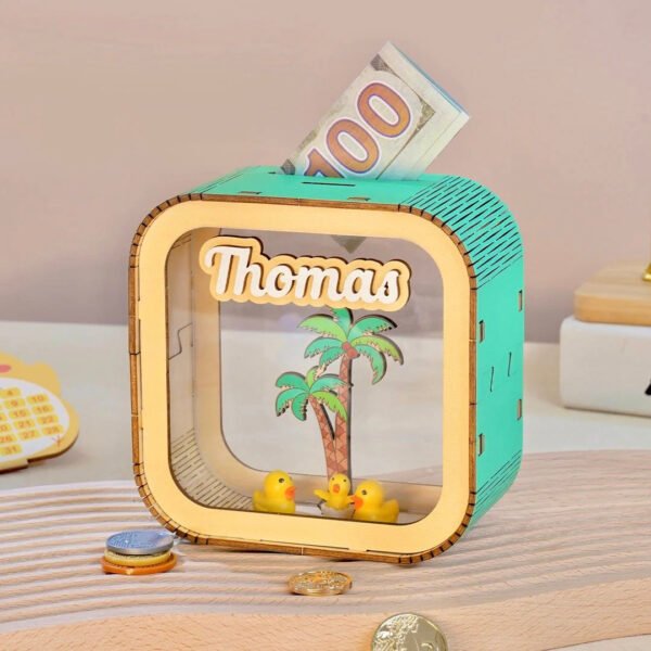 Personalized Wooden Piggy Bank for Kids #54868