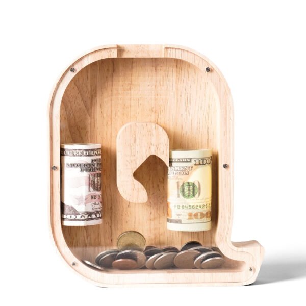 Personalized Wooden Alphabet Piggy Bank – Single-Sided Transparent M... #54760