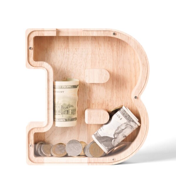 Personalized Wooden Alphabet Piggy Bank – Single-Sided Transparent M... #54775