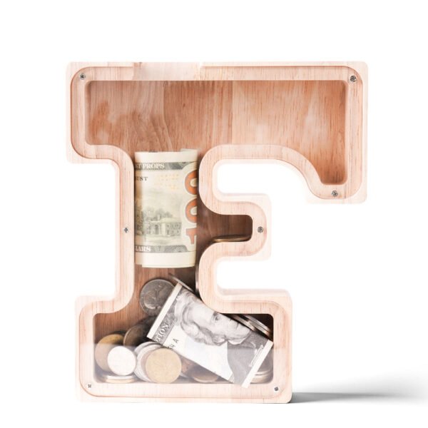 Personalized Wooden Alphabet Piggy Bank – Single-Sided Transparent M... #54771