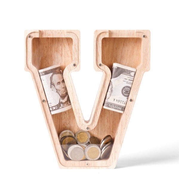 Personalized Wooden Alphabet Piggy Bank – Single-Sided Transparent M... #54755