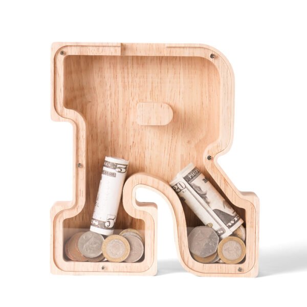 Personalized Wooden Alphabet Piggy Bank – Single-Sided Transparent M... #54759
