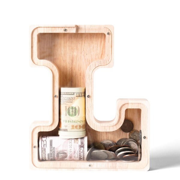 Personalized Wooden Alphabet Piggy Bank – Single-Sided Transparent M... #54765