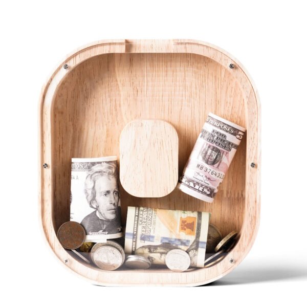 Personalized Wooden Alphabet Piggy Bank – Single-Sided Transparent M... #54762
