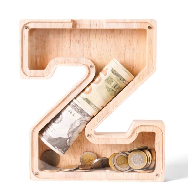 Personalized Wooden Alphabet Piggy Bank – Single-Sided Transparent M... #54751