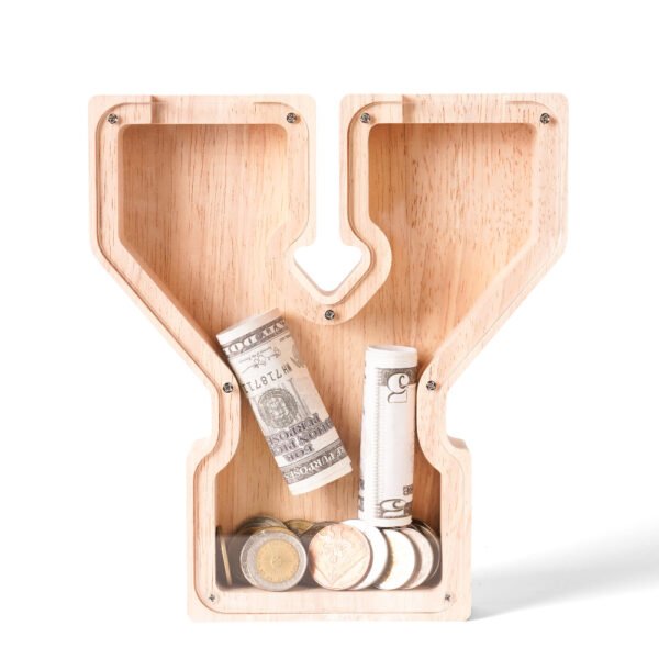 Personalized Wooden Alphabet Piggy Bank – Single-Sided Transparent M... #54752