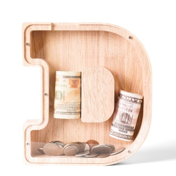 Personalized Wooden Alphabet Piggy Bank – Single-Sided Transparent M... #54773