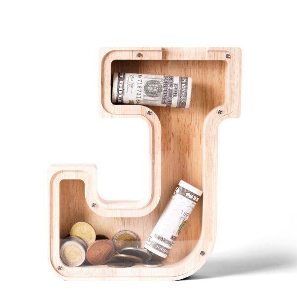 Personalized Wooden Alphabet Piggy Bank – Single-Sided Transparent M... #54767