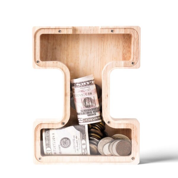 Personalized Wooden Alphabet Piggy Bank – Single-Sided Transparent M... #54768