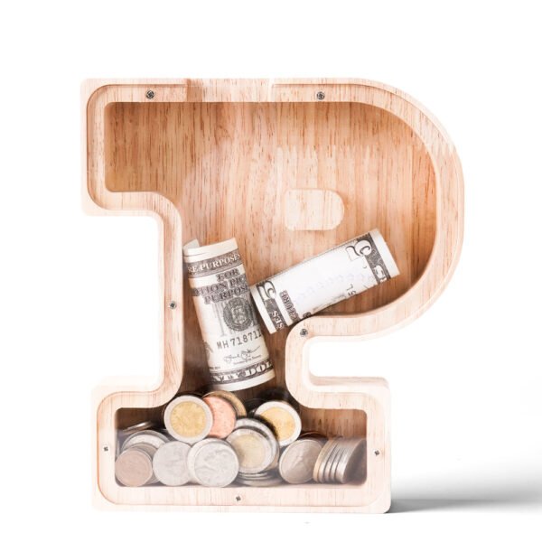 Personalized Wooden Alphabet Piggy Bank – Single-Sided Transparent M... #54761