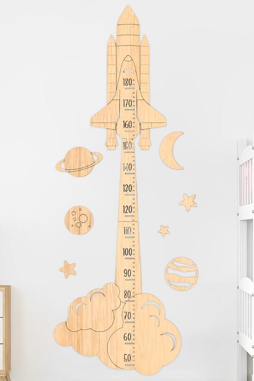 POPMART,Labubu,Babythree,CryingBaby,DIMOO,MOLLY,The Monsters,Skullpanda,Mokoko,zimomo,Sonny Angel,Sanrio ,disney,miniso,Pokemon,Liila cat,Blind Box Personalized Wooden Rocket Growth Chart - Image 1