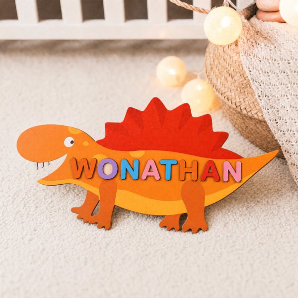 Personalized Dinosaur Name Puzzle – Wooden Educational Toy for Kids #55848