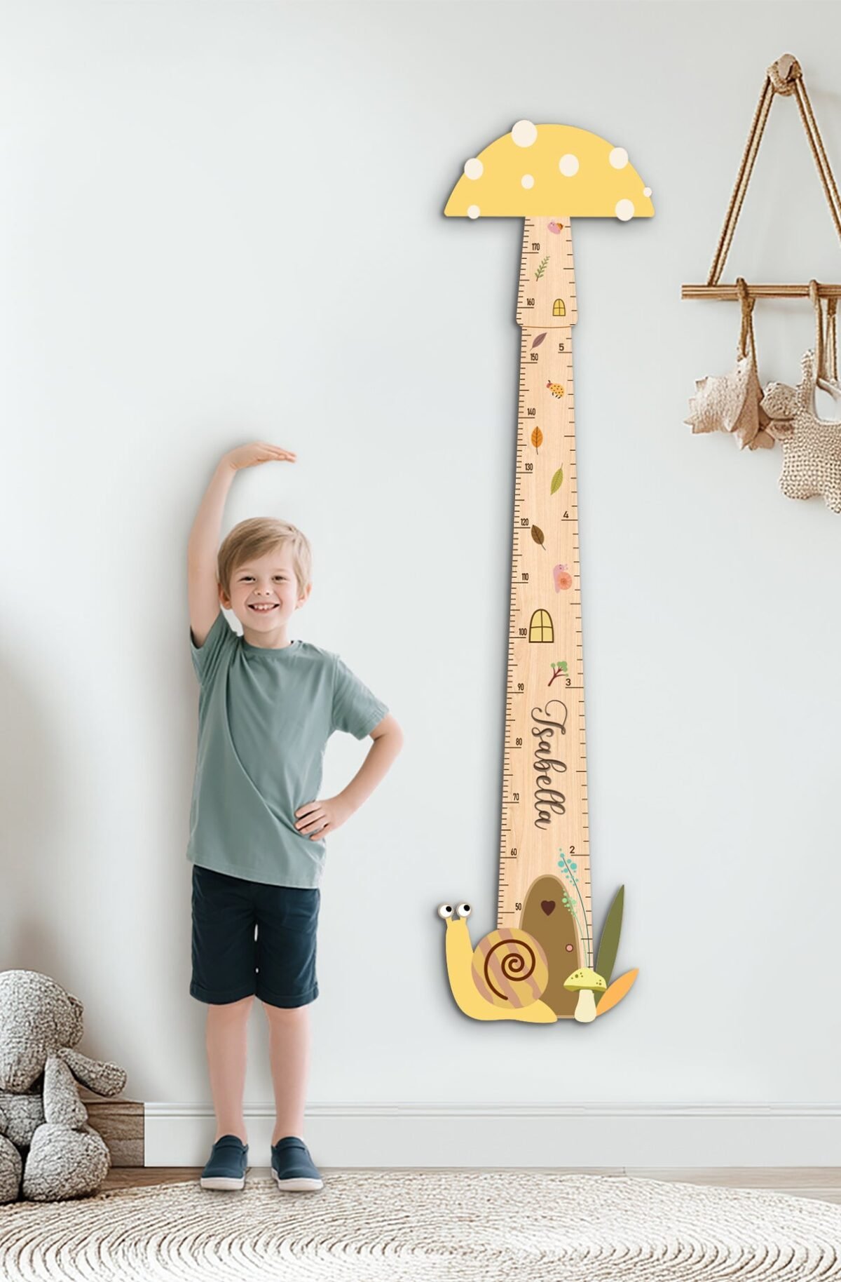 Personalized Wooden Mushroom Growth Chart for Kids - Image 7