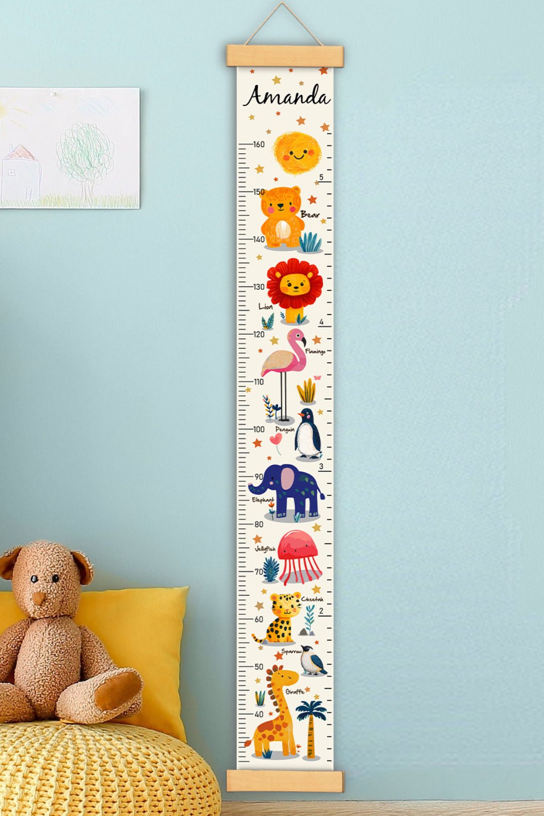 Unique Children's Gift - Cute Animal Canvas Growth Chart #54858 - Image 2