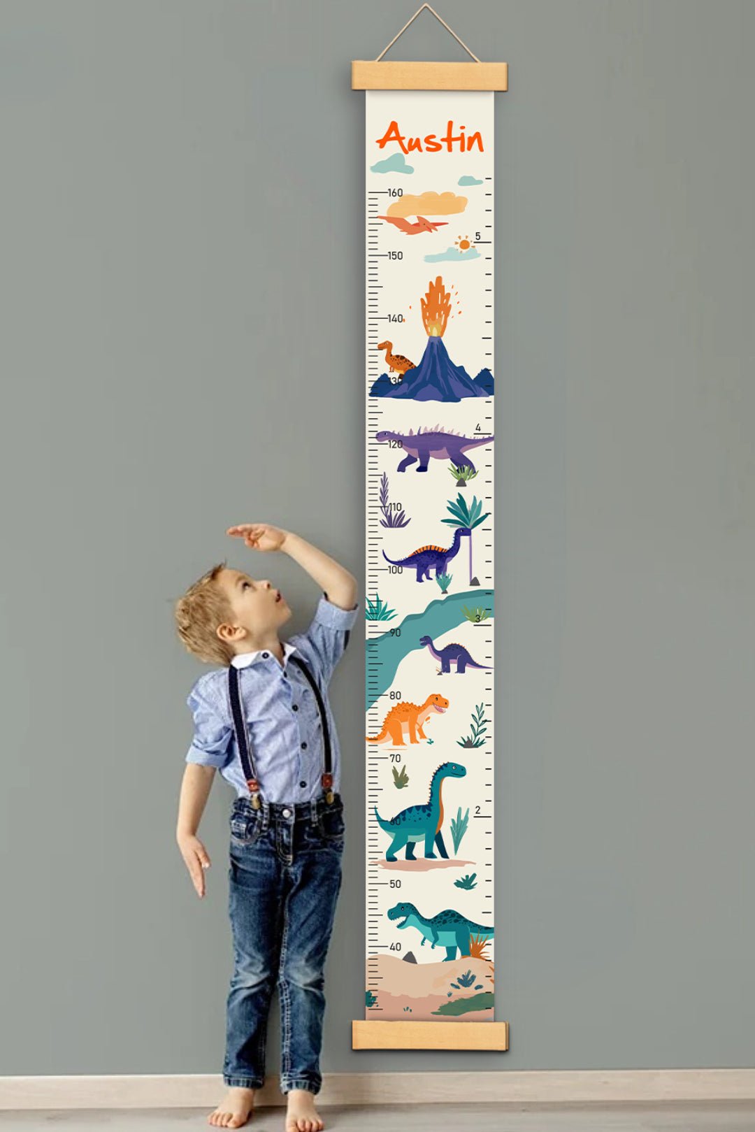 Unique Children's Gift - Dinosaur Adventure Canvas Growth Chart #54852 - Image 1
