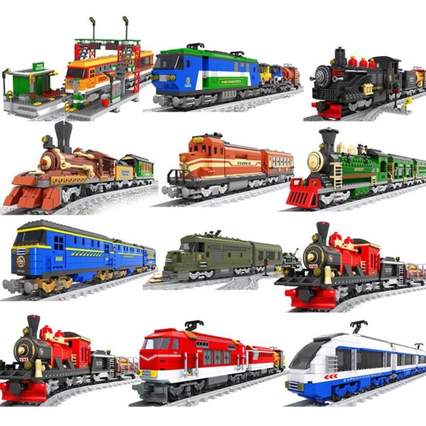 City Train Building Blocks Set – Steam, Bullet & Cargo Railway Mode... #365462