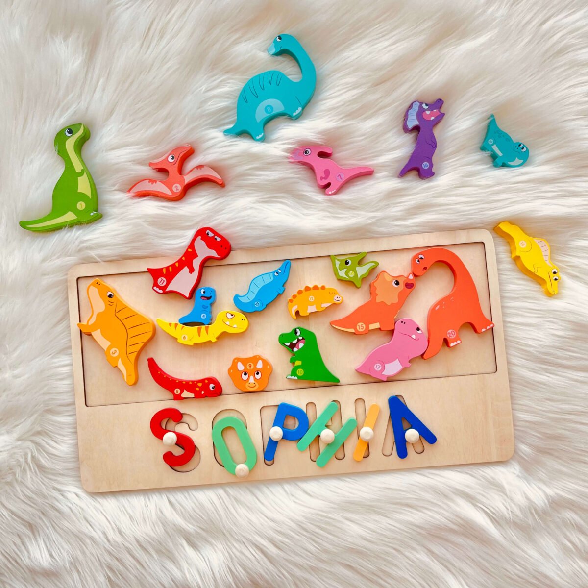 Personalized Wooden Dinosaur Stacking Puzzle - Image 2