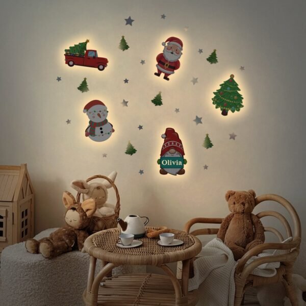 Personalized Wooden Baby's Room Wall Light Set – Christmas Theme #54974