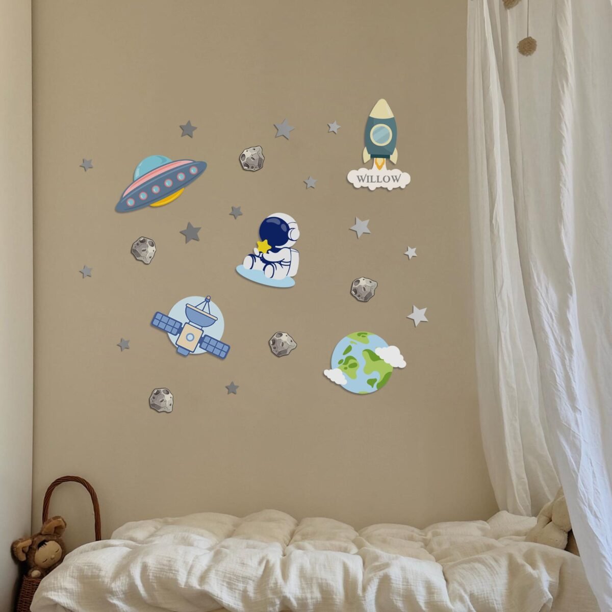 Personalized Wooden Baby's Room Wall Light Set – Space Theme #55136 - Image 3