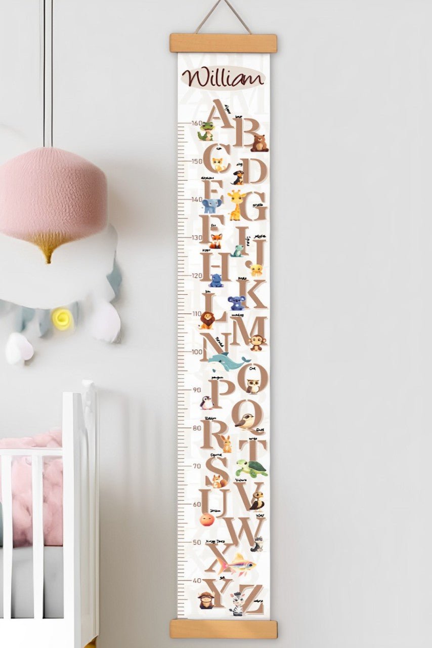 LZ24SGC052 Unique Children's Gift - Animal Alphabet Hanging Canvas Growth Chart #54947 - Image 1