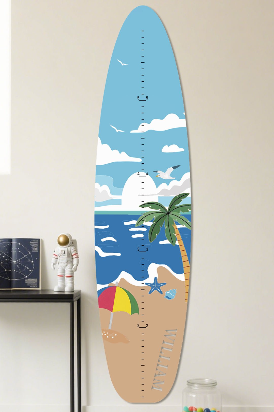 LZ24SGC053_01 Unique Children's Gift - Surfboard Wooden Growth Chart #54831 - Image 1