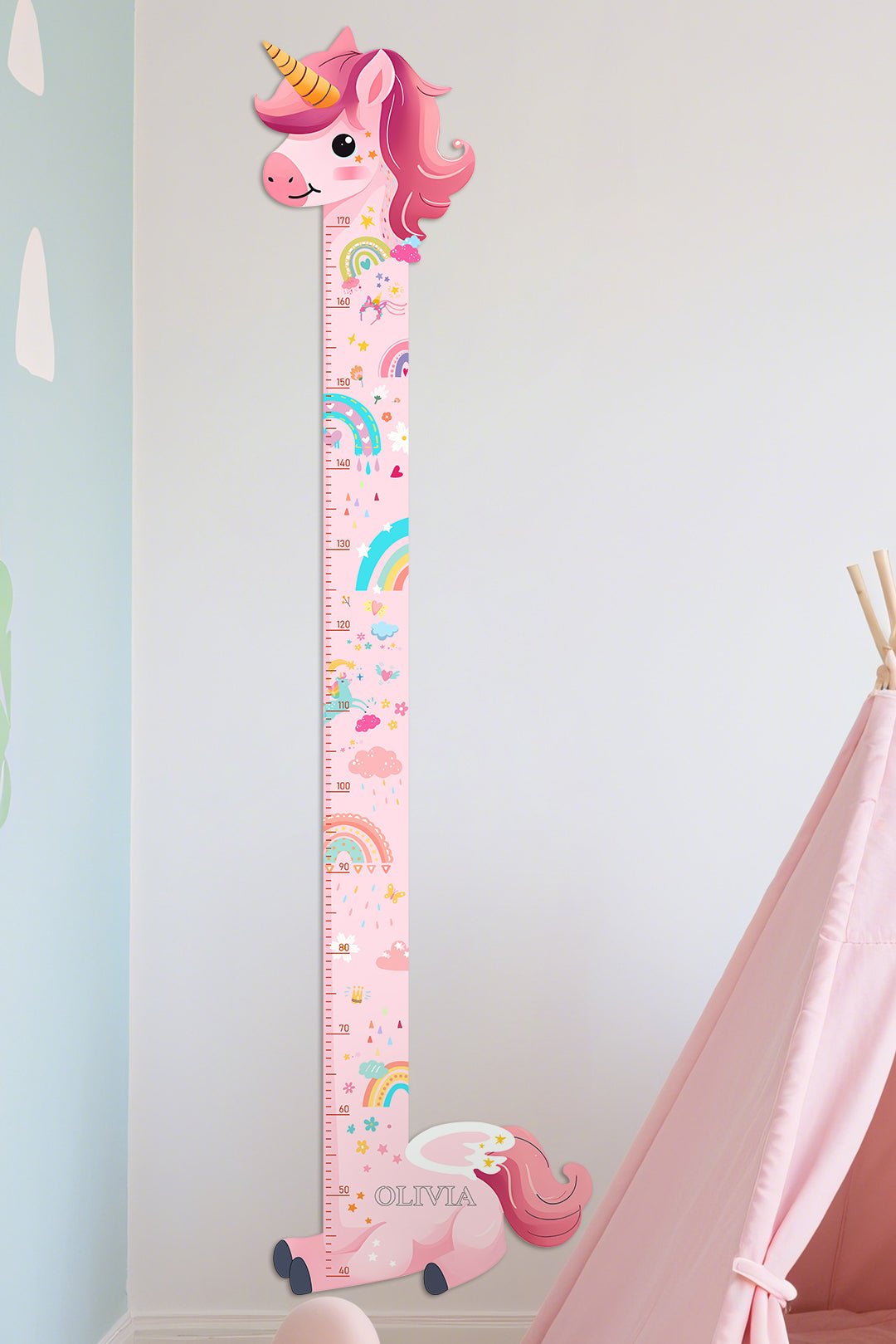 LZ24SGC094_01 Personalized Wooden Unicorn Height Growth Chart for Girls - Image 1