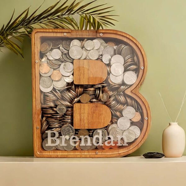 Personalized Wooden Letter Piggy Bank #55218