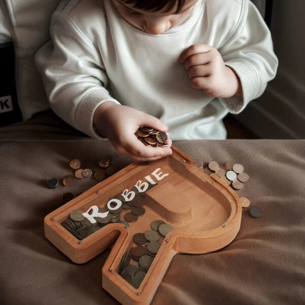 Personalized Wooden Letter Piggy Bank - A Unique Gift Idea for Kids #55435