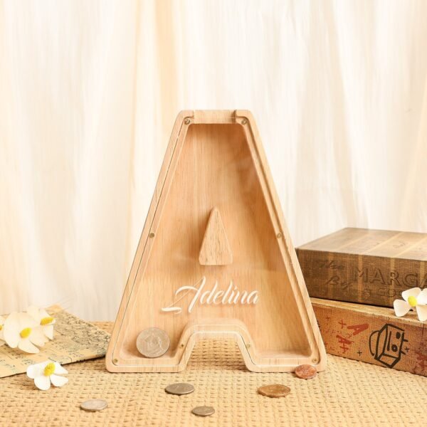 Custom Wooden Letter Coin Piggy Bank For Kids