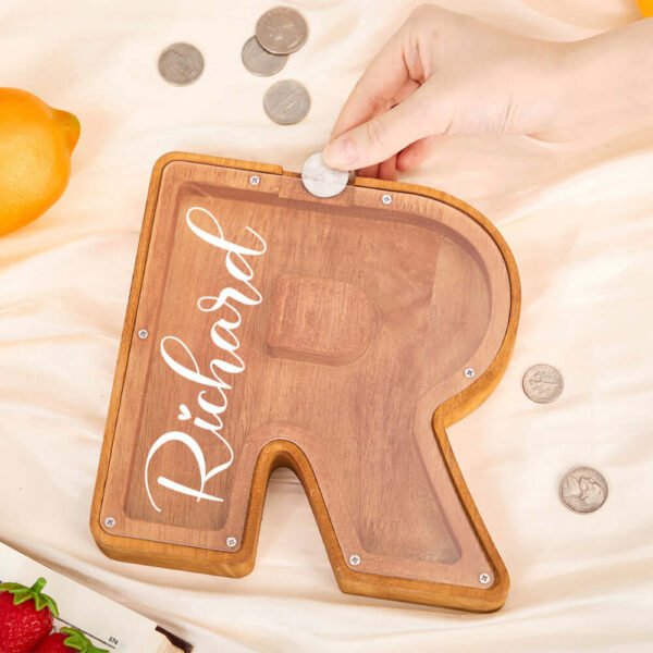 Custom Wooden Letter Piggy Bank for Kids' Savings #55194