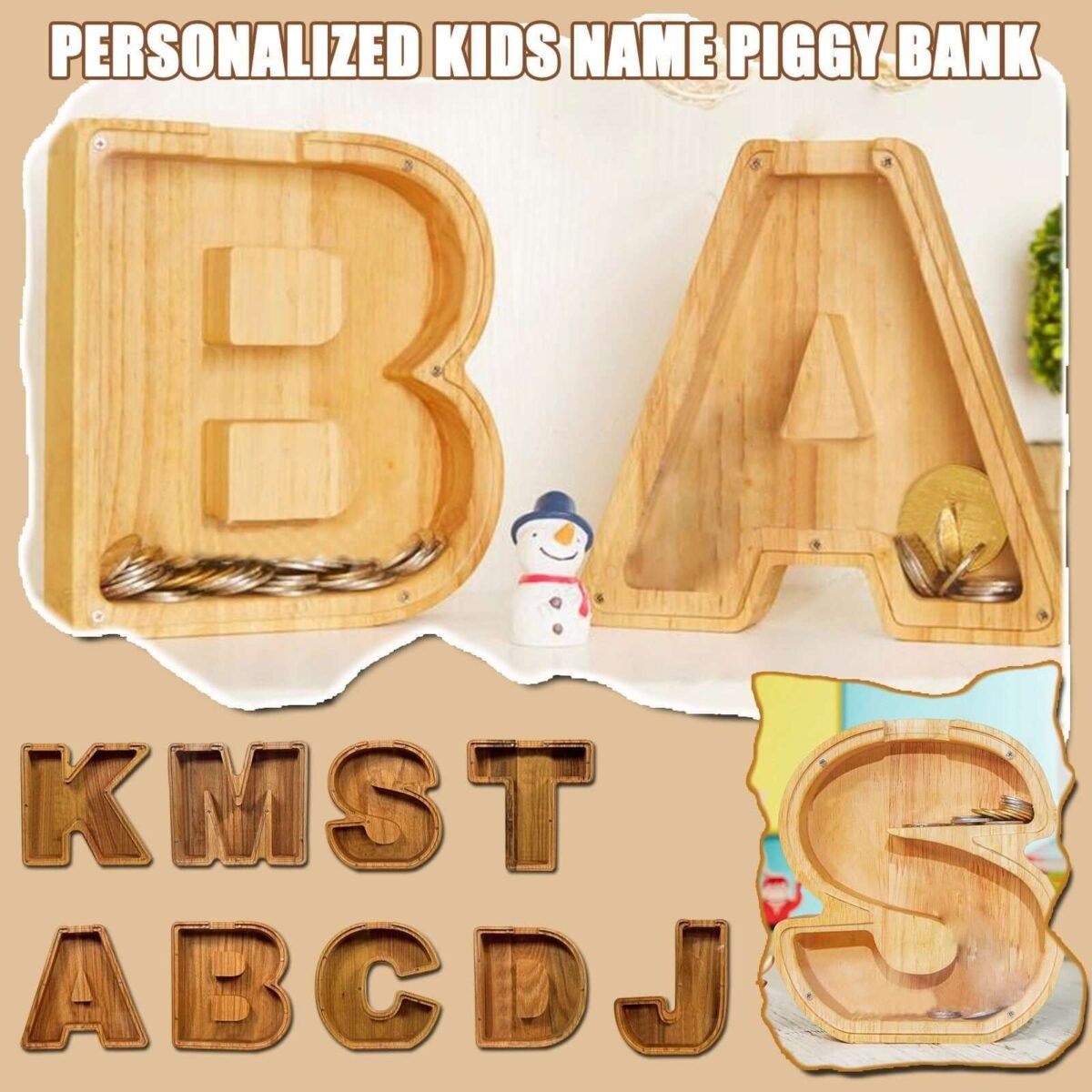 Personalized Letter Piggy Bank: Save, Dream, and Grow Together! #55213 - Image 1