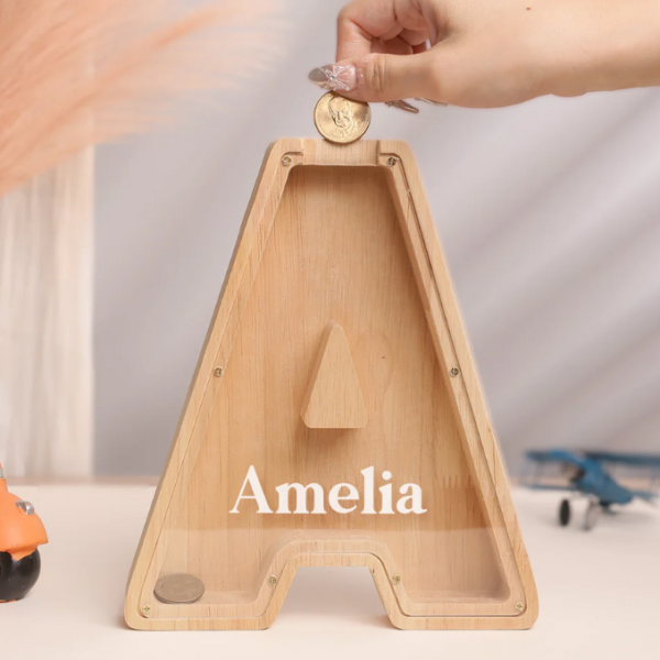 Personalized Wooden Letter Piggy Bank #55459