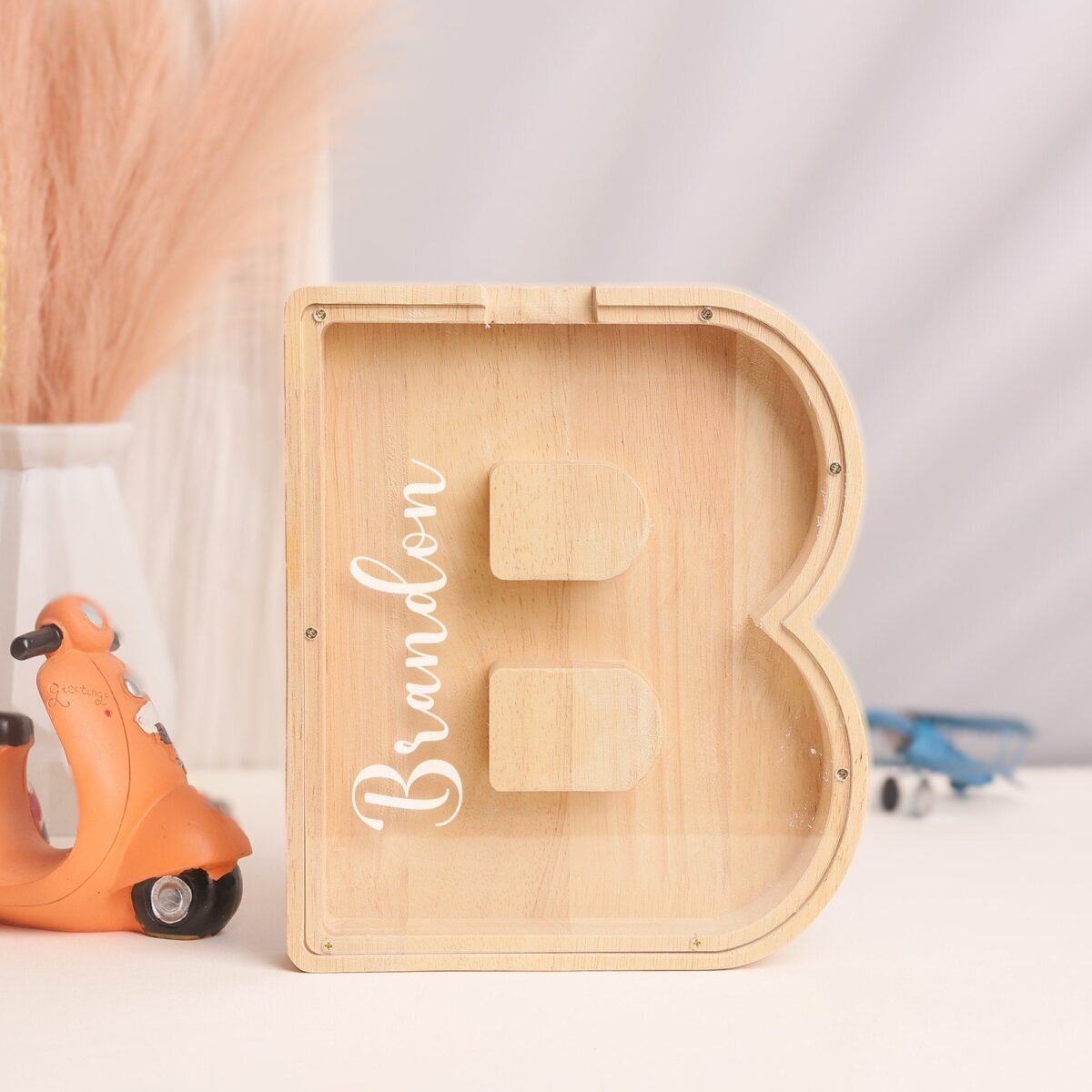 Baby Gift - Wooden Letter Piggy Bank For Kids - Image 3