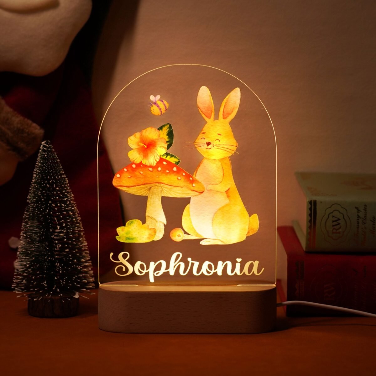 Personalized LED Night Light Lamp Custom Name Nursery Decor (30) - Image 1