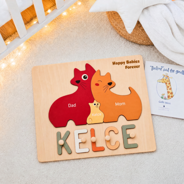 🐱 Personalized Family Cat Name Puzzle – Custom Wooden Puzzle for Kid... #55493