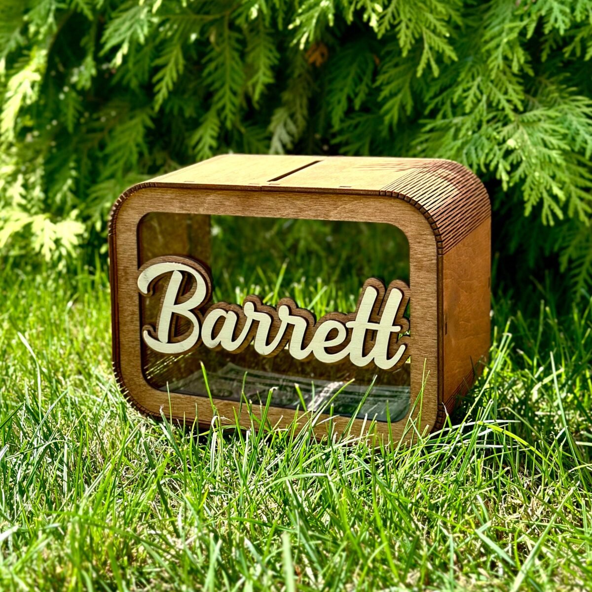 Personalized Wooden Piggy Bank for Kids #54875 - Image 2