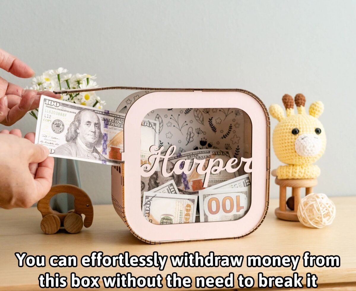 Personalized Wooden Piggy Bank for Kids #54871 - Image 2