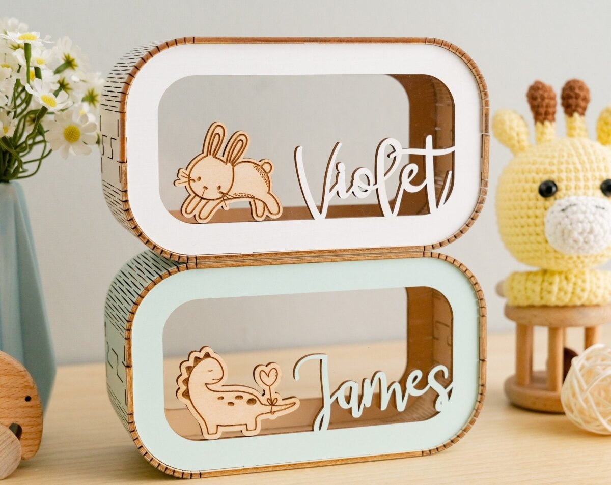 Personalized Wooden Piggy Bank for Kids #54871 - Image 6