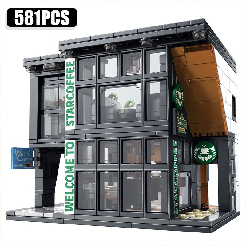 City 581Pcs Star Coffee House With Lights Building Blocks Street View Architecture Cafe Shop MOC Bricks Toys Kids Christmas Gift image City 581Pcs Star Coffee House With Lights Building Blocks Street View Architecture Cafe Shop MOC Bricks Toys Kids Christmas Gift - Image 1