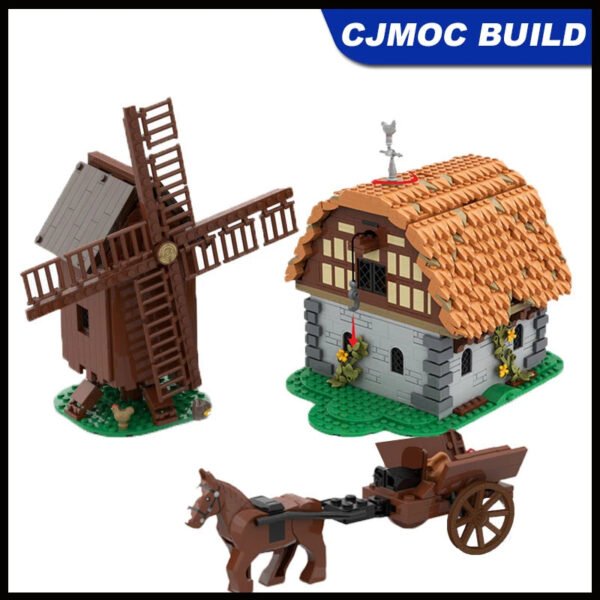 1723pcs MOC Mill Village Raid – Medieval Village House & Windmill Build... #29