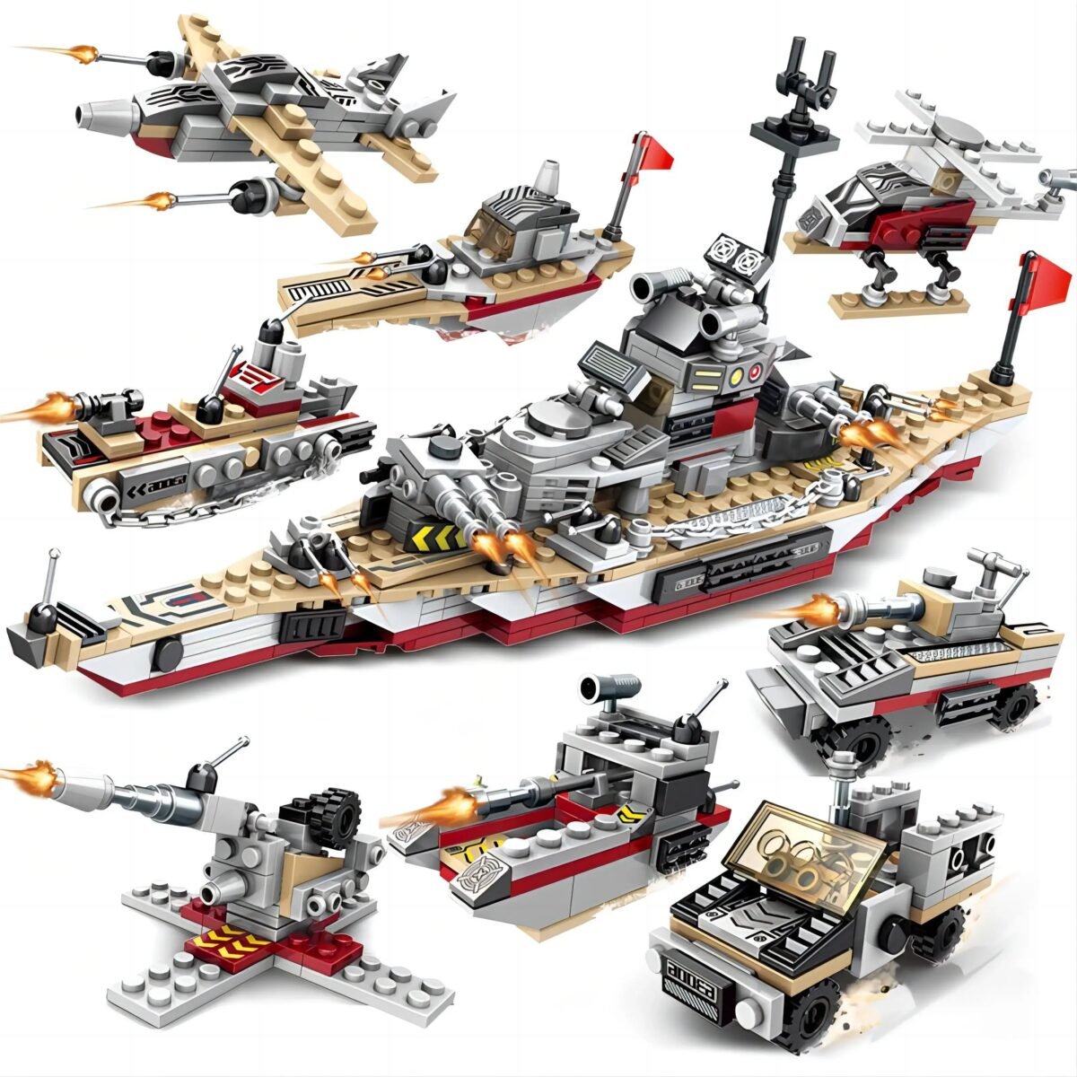 Military Ship Army Ocean Cruiser Warship Building Blocks Set – E... #200004870 - Image 8