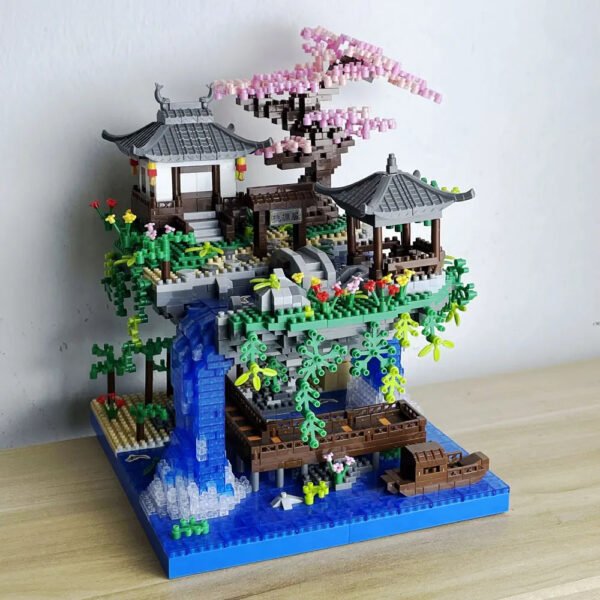 Peach Blossom Pond Building Blocks Toys Set: Traditional Chinese Architecture, Stylish Home Decor, Unique Gift for & Collectors