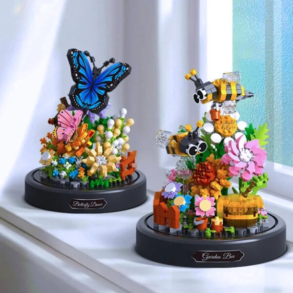 Bee & Butterfly Flower Bonsai Building Blocks – Insect & Plant Potted ... #504