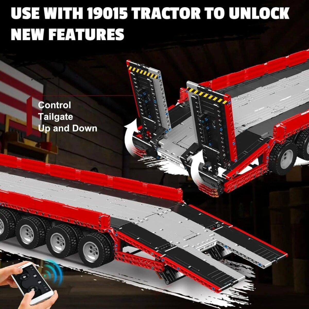 MOULD KING 19015T MOC Trailer Building Blocks for Tractor Truck Model DIY Assembled Bricks Creative Educational Collection Toys - Image 4