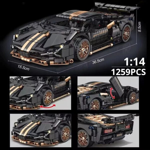 67129 MOC 1:14 Scale Sports Car Building Block Set – 1280PCS Model Kit... #173