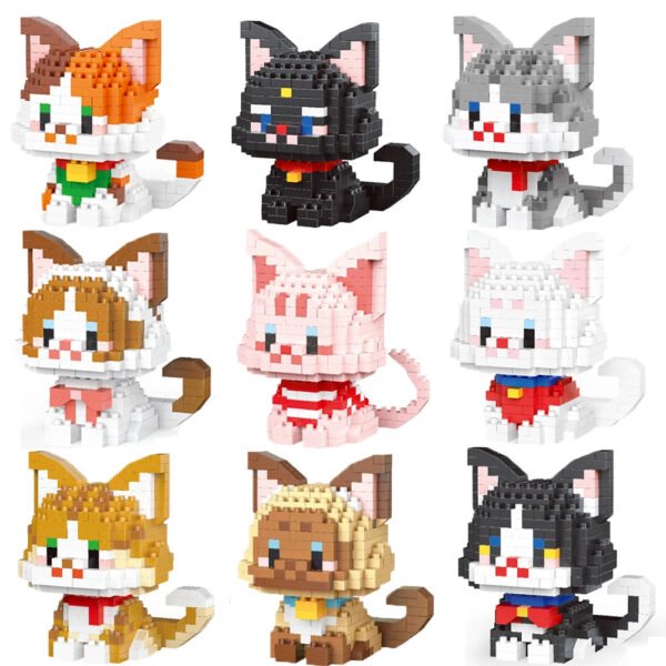 Dual Form Cat Shape Micro Mini Building Blocks – Pocket-Sized Pet Seri... #504